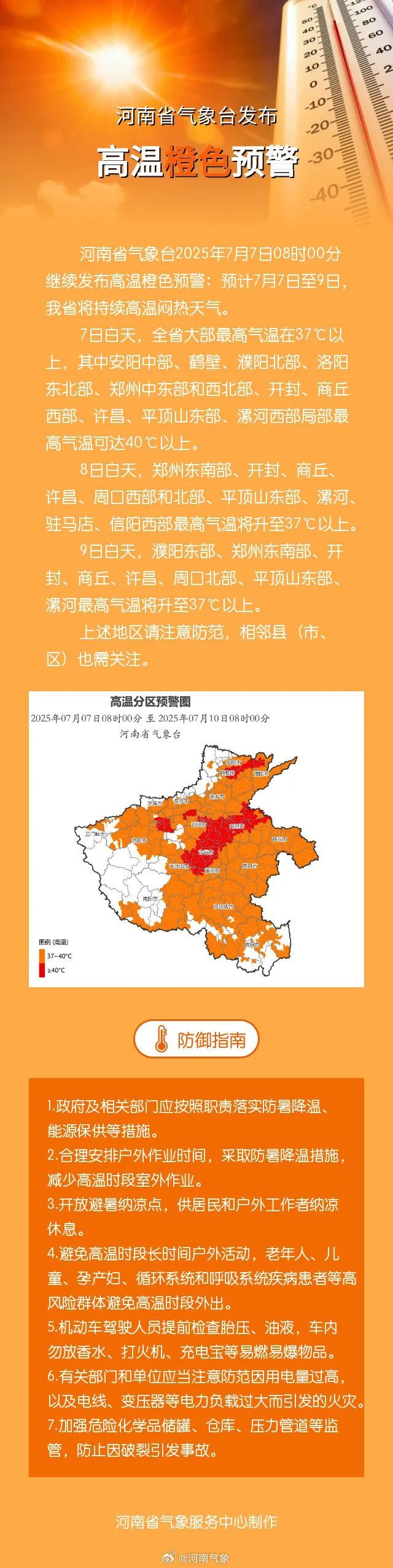 最高气温可达40℃以上！河南发布高温橙色预警