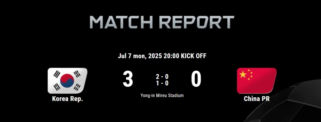 0:3，国足输给韩国队
