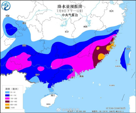 台风丹娜丝风不强但雨很大 福建局地降雨量或超600毫米