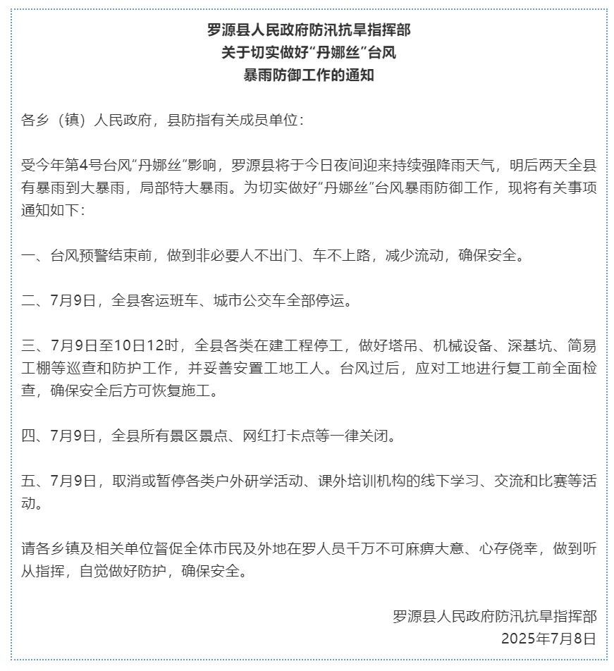 台风“丹娜丝”中心抵达福建！一地紧急停课！多地景区关闭