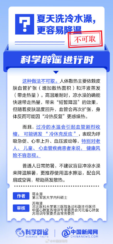 夏天洗冷水澡，更容易降温吗？
