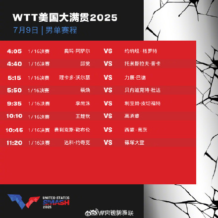 国乒9日赛程