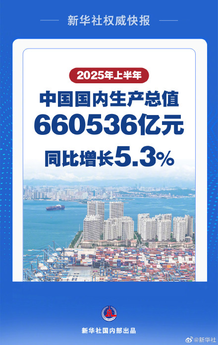 上半年中国经济同比增长5.3%