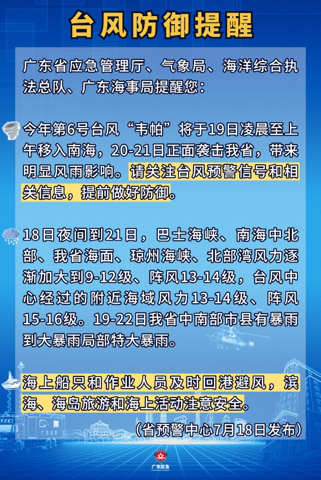 广东启动防风IV级应急响应