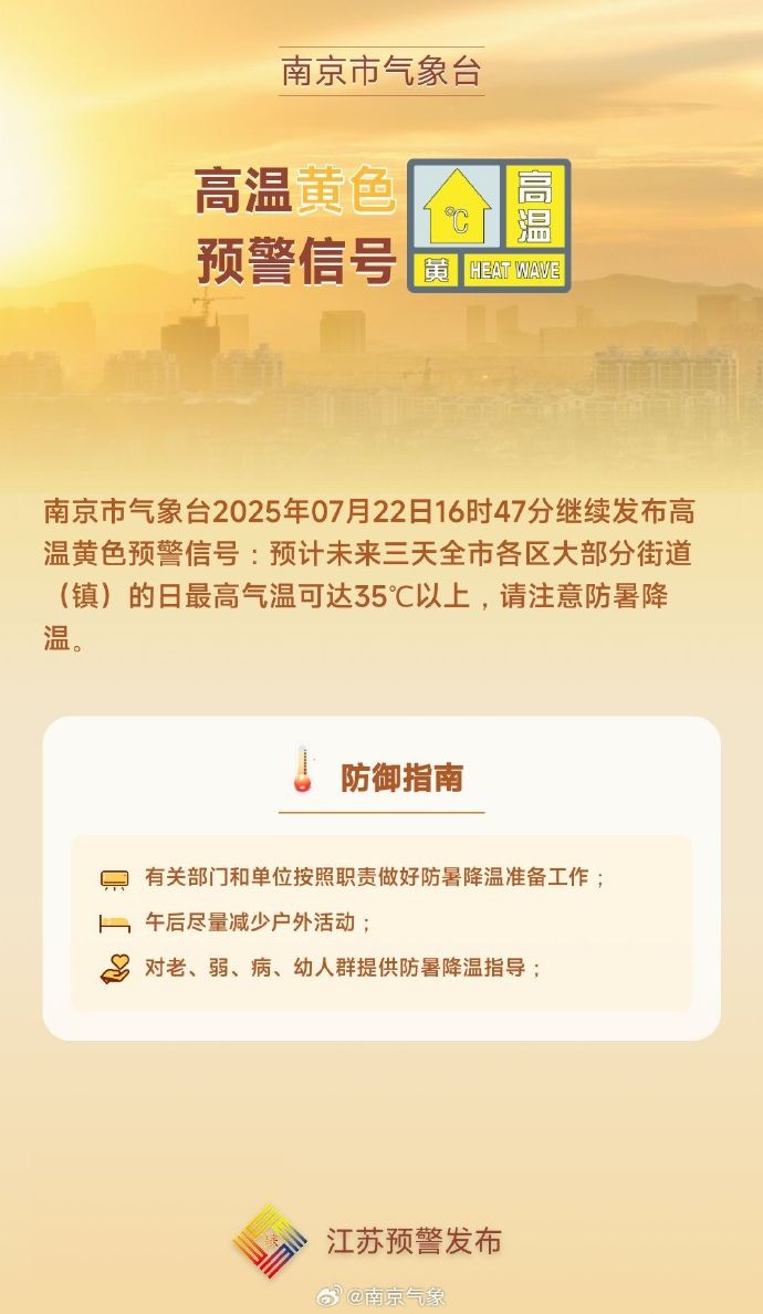 体感超40℃!高温+降水!南京天气预测 体感超40℃!高温+降水!南京天气预测