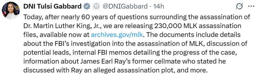 马丁·路德·金遇刺案全部档案，公开！