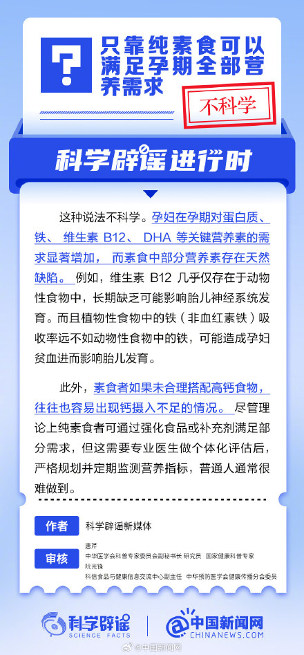 只靠纯素食可以满足孕期全部营养需求?
