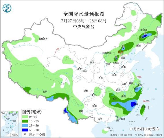 华北北部至东北地区中部仍有大到暴雨 部分地区大暴雨