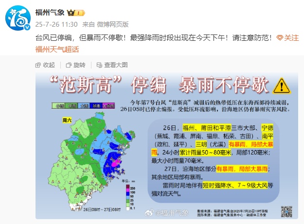 暴雨、雷电！福州连发预警！关窗！关窗！