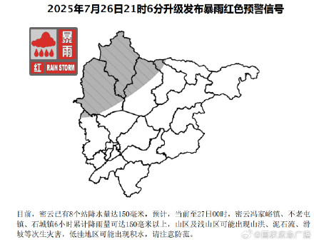 注意防范！北京已有三区发布暴雨红色预警