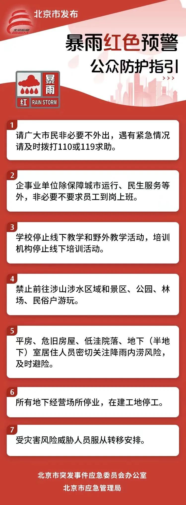 4区暴雨红警7区橙警！今夜北京仍有大雨，局地暴雨