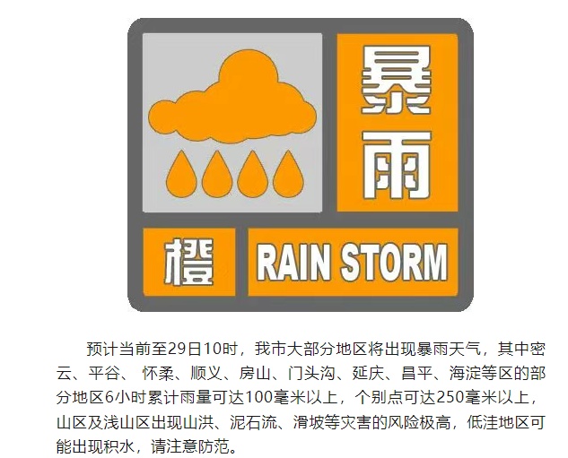 北京发布洪水红色预警，远离河道！5区暴雨红色预警中，注意防范