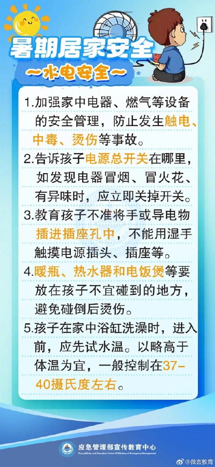 快喊娃来记，暑期居家安全二十条