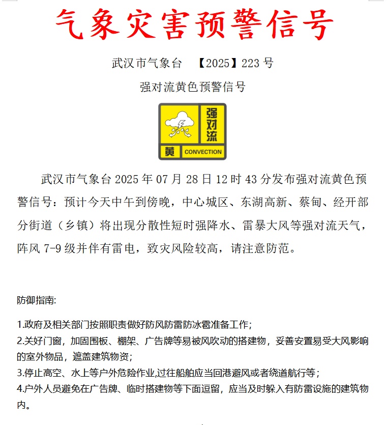 武汉连发预警！雷电、强降水、9级大风马上要来