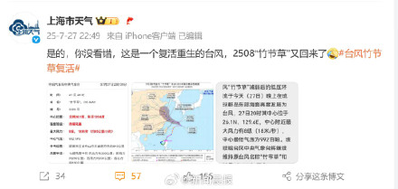 注意防范！台风“竹节草”复活，本周或登陆江浙沪