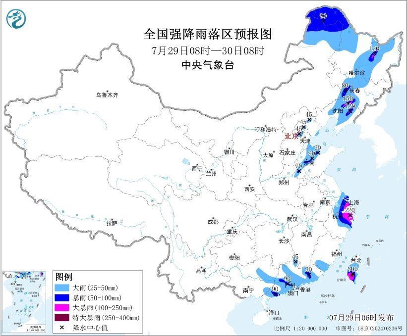 华北东北地区华东等地有强降雨和对流性天气 “竹节草”趋近华东沿海