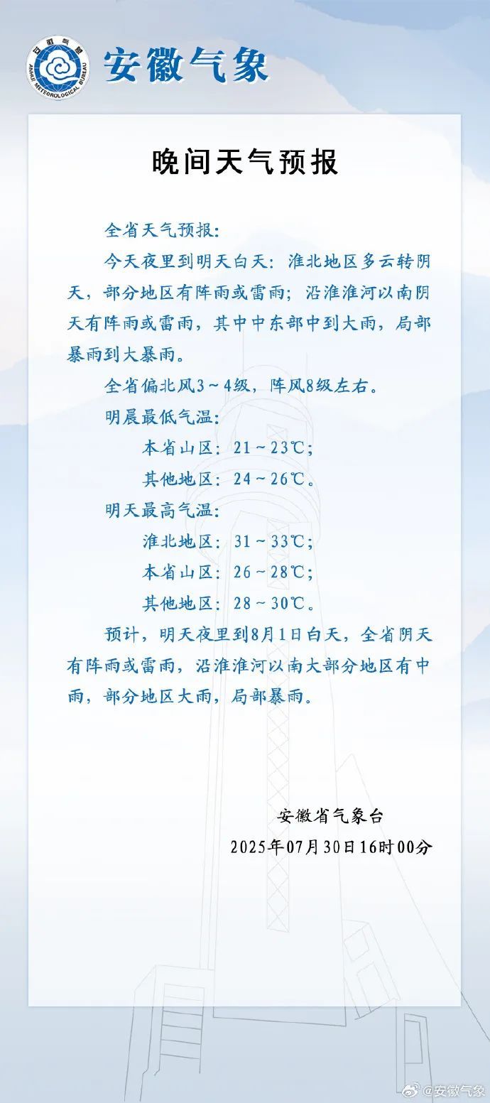 安徽发布台风蓝色预警！