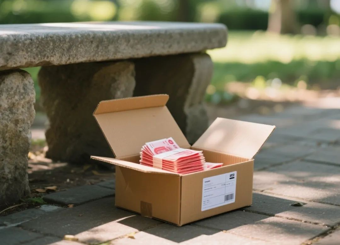 海宁一女士悄悄把一盒现金放在公园石凳下……