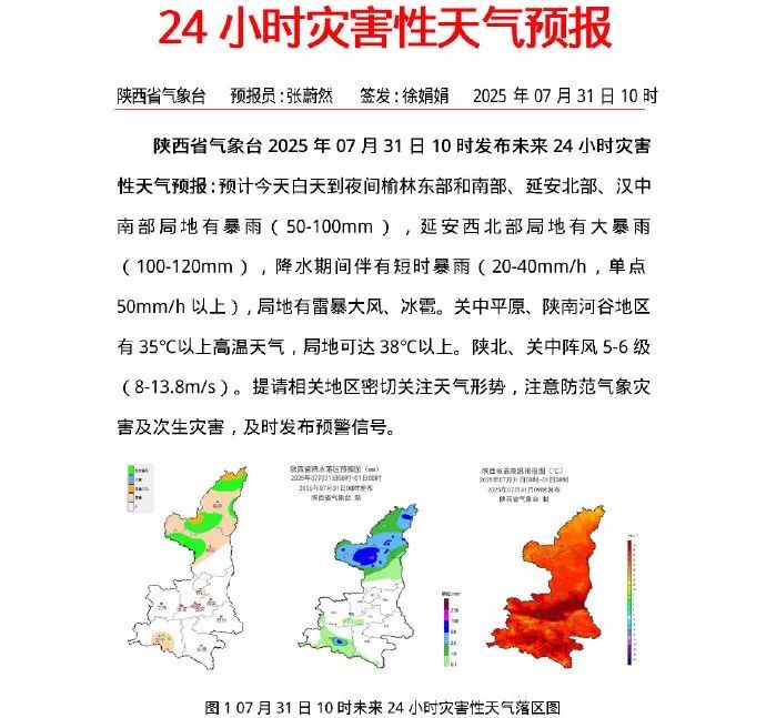 大暴雨、局地雷暴大风、冰雹！陕北降雨时间确定！其他地区高温继续加强→