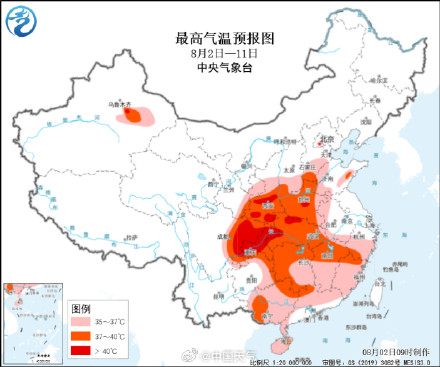 未来十天陕川渝鄂等地高温持续 部分地区达40℃以上