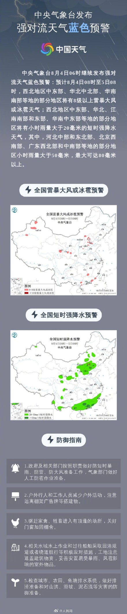 注意防范!暴雨高温强对流三预警齐发 注意防范!暴雨高温强对流三预警齐发