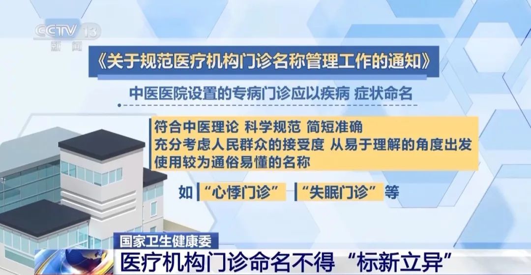 医疗机构门诊命名不得“标新立异”！国家卫健委发文
