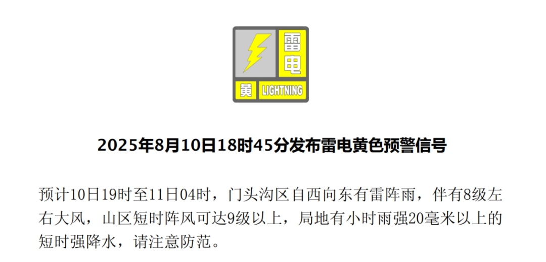 北京市发布雷电蓝色预警！三区雷电黄色预警→