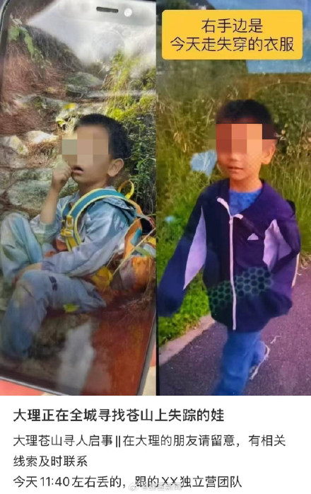 应急局回应男童在苍山走失：队伍还在山上搜寻