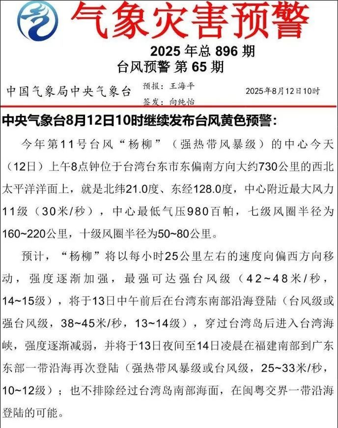 台风“杨柳”登陆地点又变了！最强可达15级！浙江多地将遭遇风暴潮！