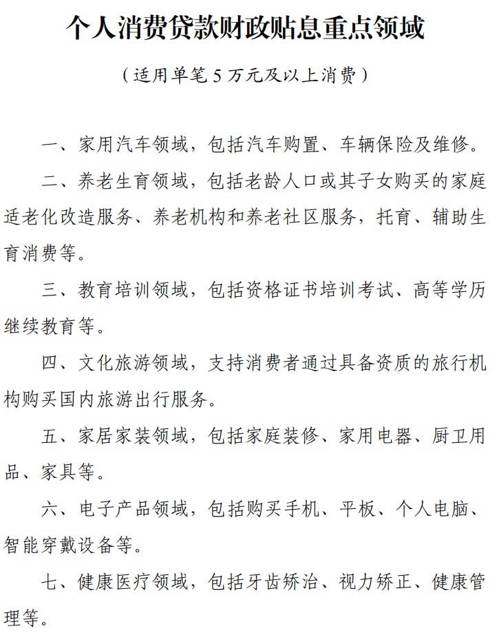 个人消费贷款财政贴息政策来了：哪些消费适用？能补贴多少？