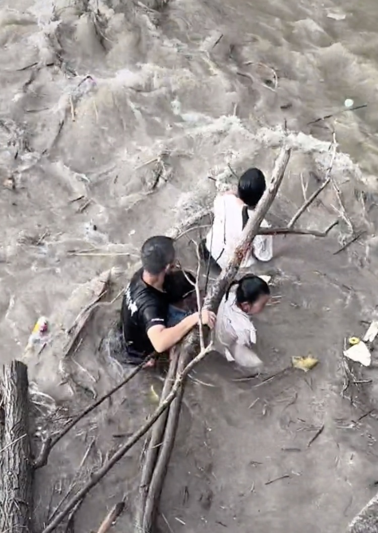 惊险瞬间！4人钱塘江边观潮突遇大浪被卷入水中，抓住树枝得以脱险