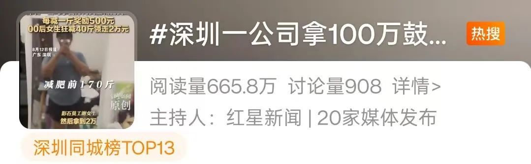 减1斤奖500元、反弹1斤退800元！一公司已发放百万元鼓励员工减肥