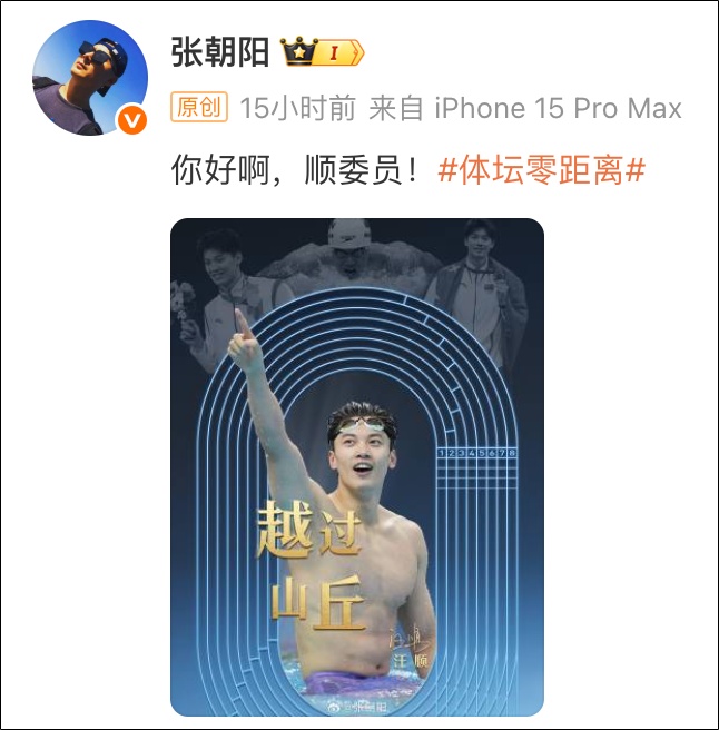 奥运冠军汪顺，有新身份