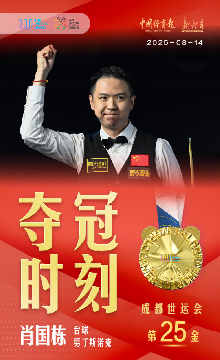祝贺！世运会台球肖国栋夺冠
