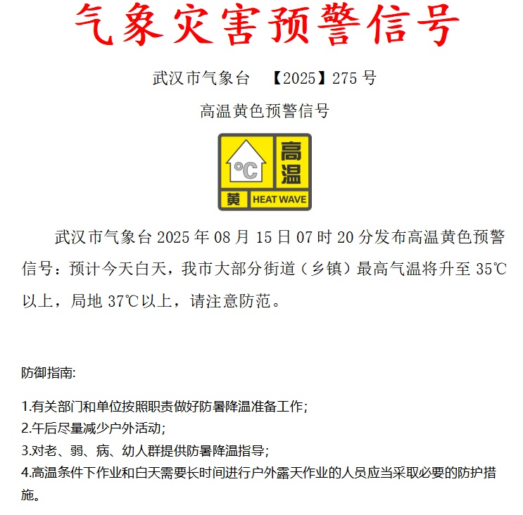 最高温36-40℃！武汉继续连晴模式