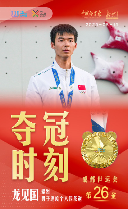 祝贺！世运会攀岩龙见国摘金