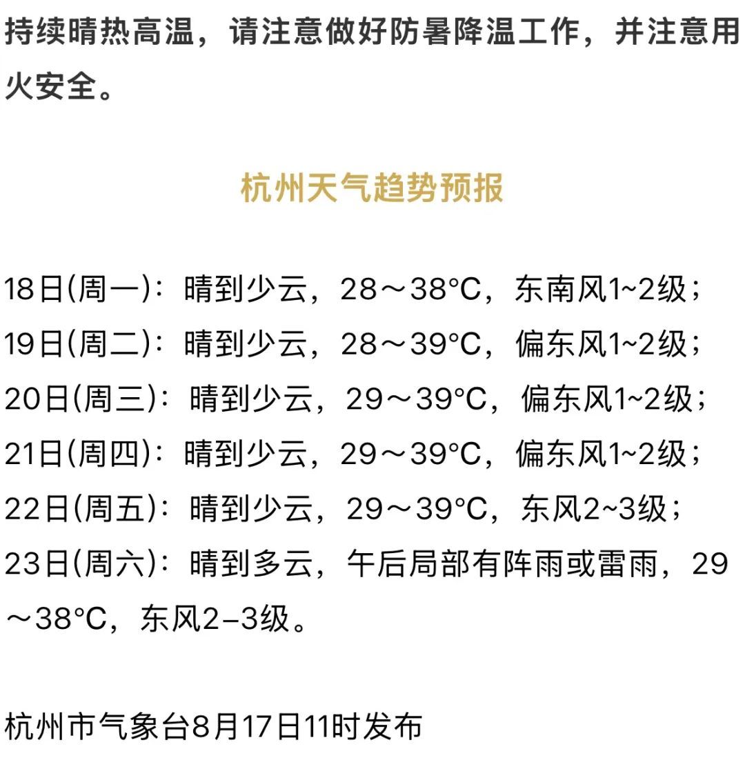 杭州已连续出现14天高温天！接下来的天气……