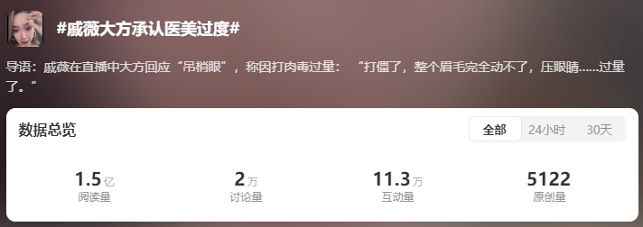 戚薇承认医美过度：整个眉毛完全动不了……医生提醒→