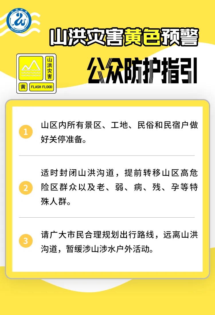 本市发布山洪灾害黄色预警、积水内涝蓝色预警！4区暴雨黄色预警中，请注意防范——