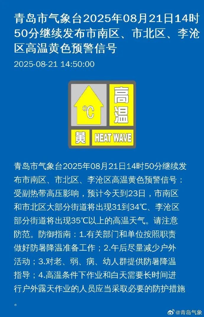 “蒸笼”已开，闷热难耐！青岛多个区市发布高温预警，雨也安排上了……