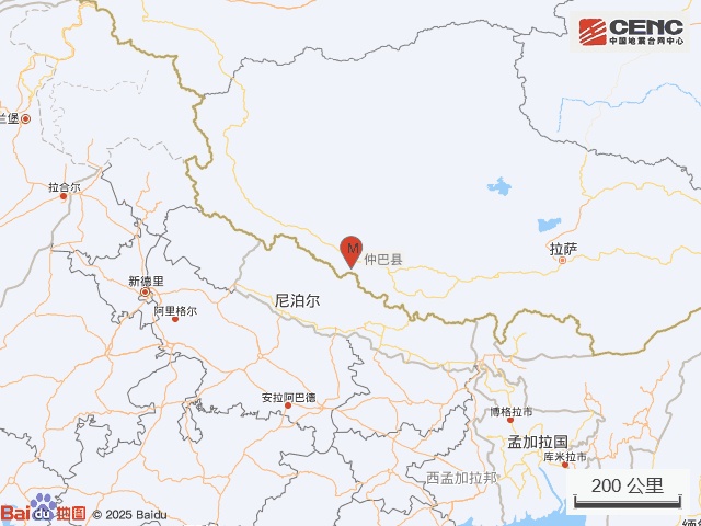 西藏日喀则市仲巴县发生3.1级地震，震源深度10千米