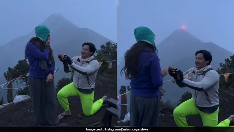 外国男子在危地马拉求婚女友，火山突然爆发，网友：小说里的情节