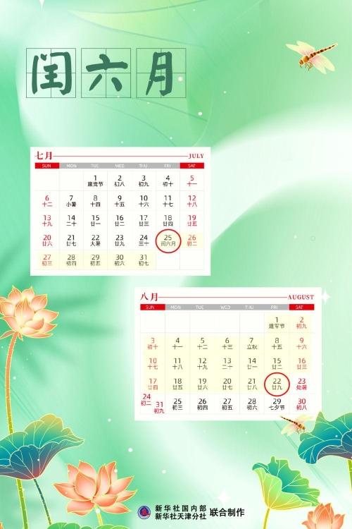 闰六月今结束，再次出现要等到2036年