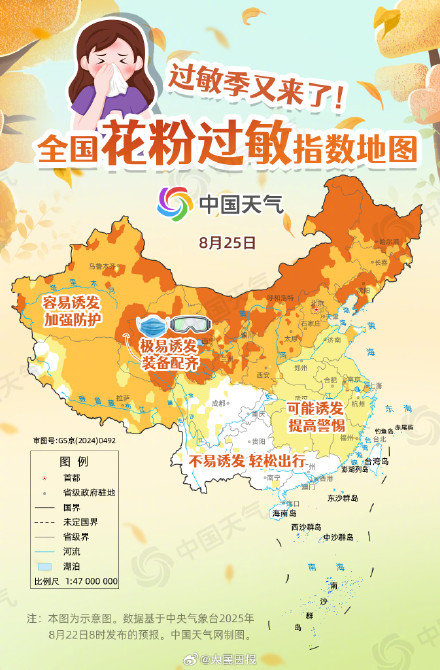 过敏星人注意！全国花粉过敏指数地图来了