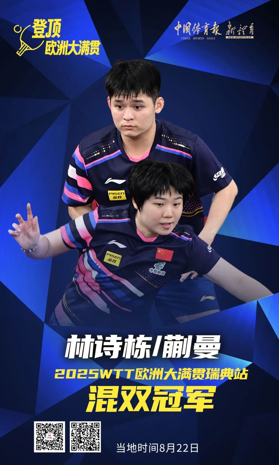 “栋曼”组合问鼎WTT欧洲大满贯瑞典站