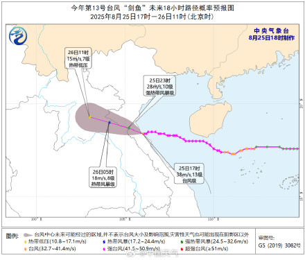 第13号台风剑鱼最新路径