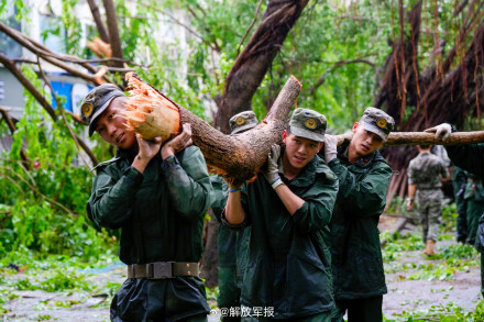 台风剑鱼来袭 武警官兵奔赴抢险一线