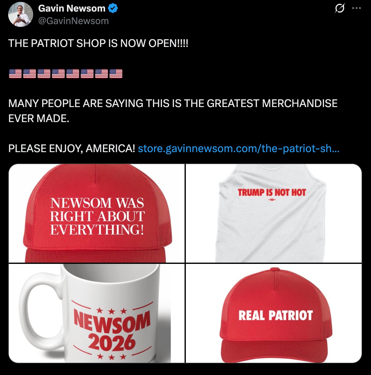 较量升级？加州州长团队开网店：效仿特朗普出售“MAGA”风格商品