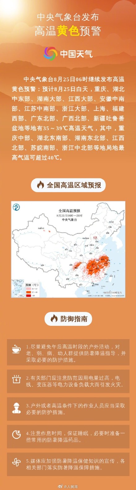 注意防范！暴雨高温台风3预警齐发