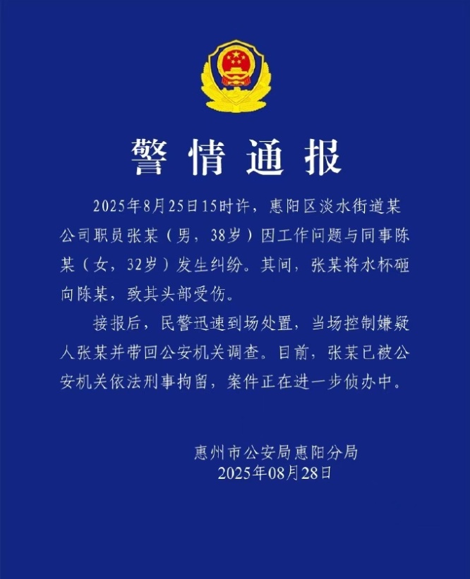 警方通报“女子称因咨询业务被男同事砸头毁容”